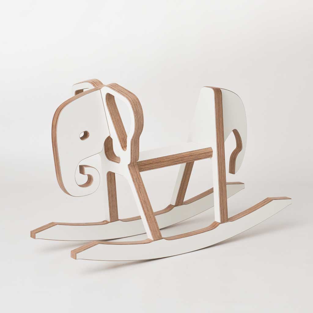 Buy rocking elephant in white & made of wood online – Stubenrauch Hamburg